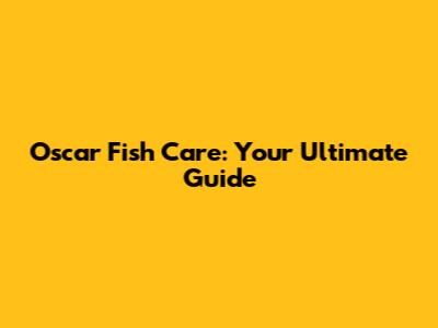Oscar Fish Care: Your Ultimate Guide