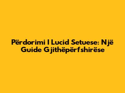 Përdorimi I Lucid Setuese: Një Guide Gjithëpërfshirëse