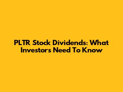 PLTR Stock Dividends: What Investors Need To Know