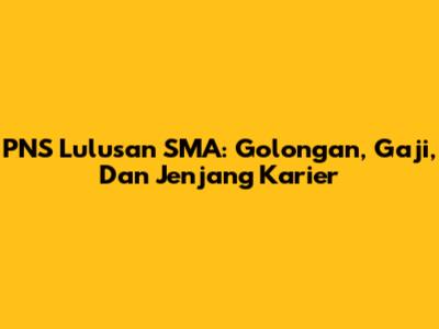 PNS Lulusan SMA: Golongan, Gaji, Dan Jenjang Karier