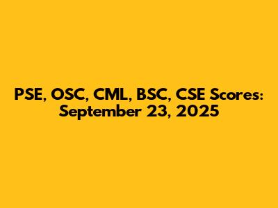 PSE, OSC, CML, BSC, CSE Scores: September 23, 2025