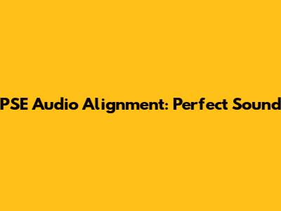 PSE Audio Alignment: Perfect Sound
