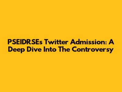 PSEIDRSE's Twitter Admission: A Deep Dive Into The Controversy