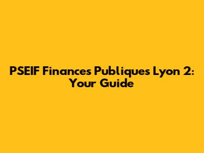 PSEIF Finances Publiques Lyon 2: Your Guide