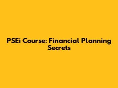 PSEi Course: Financial Planning Secrets