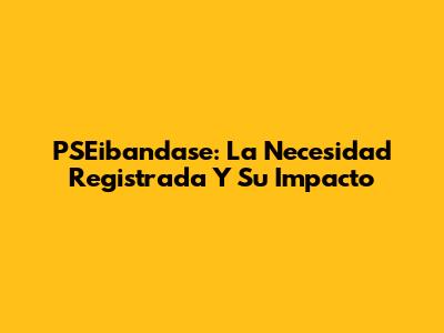 PSEibandase: La Necesidad Registrada Y Su Impacto