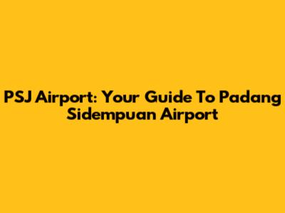 PSJ Airport: Your Guide To Padang Sidempuan Airport