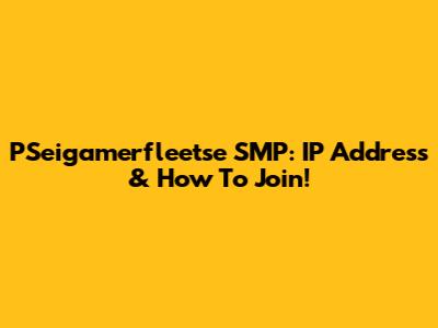 PSeigamerfleetse SMP: IP Address & How To Join!