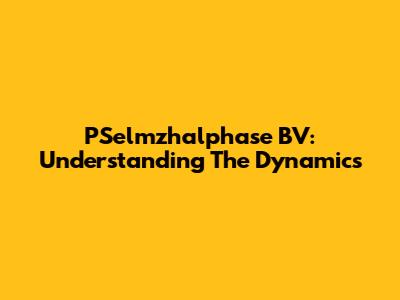 PSelmzhalphase BV: Understanding The Dynamics