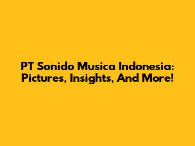 PT Sonido Musica Indonesia: Pictures, Insights, And More!