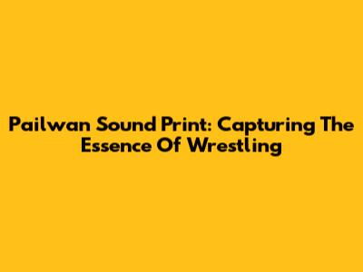 Pailwan Sound Print: Capturing The Essence Of Wrestling