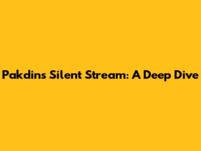 Pakdin's Silent Stream: A Deep Dive