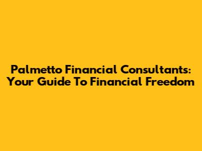Palmetto Financial Consultants: Your Guide To Financial Freedom