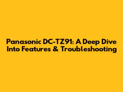 Panasonic DC-TZ91: A Deep Dive Into Features & Troubleshooting