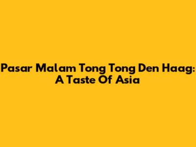 Pasar Malam Tong Tong Den Haag: A Taste Of Asia
