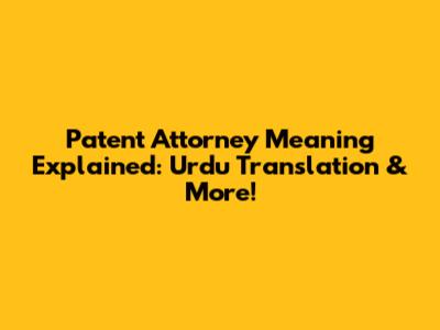 Patent Attorney Meaning Explained: Urdu Translation & More!