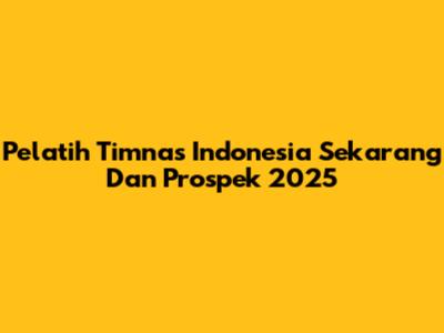Pelatih Timnas Indonesia Sekarang Dan Prospek 2025