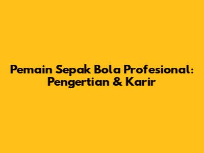 Pemain Sepak Bola Profesional: Pengertian & Karir