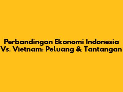 Perbandingan Ekonomi Indonesia Vs. Vietnam: Peluang & Tantangan