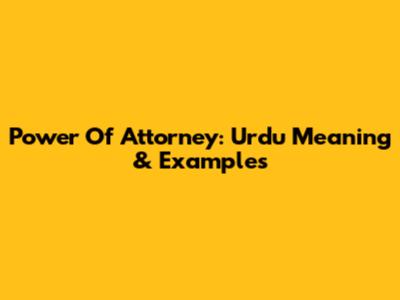 Power Of Attorney: Urdu Meaning & Examples