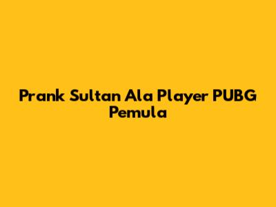 Prank Sultan Ala Player PUBG Pemula