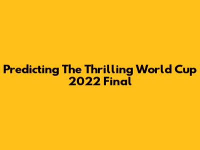 Predicting The Thrilling World Cup 2022 Final