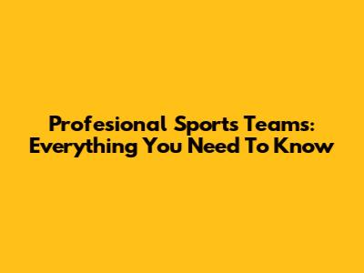 Profesional Sports Teams: Everything You Need To Know