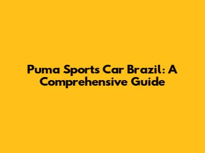 Puma Sports Car Brazil: A Comprehensive Guide