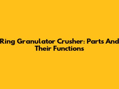 Ring Granulator Crusher: Parts And Their Functions