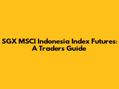 SGX MSCI Indonesia Index Futures: A Trader's Guide