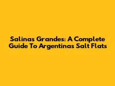 Salinas Grandes: A Complete Guide To Argentina's Salt Flats