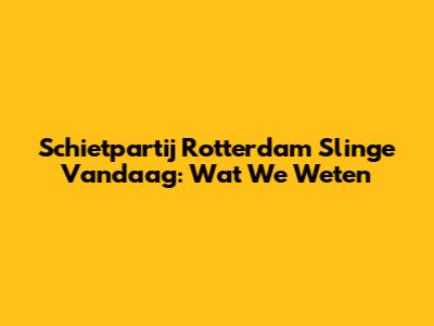 Schietpartij Rotterdam Slinge Vandaag: Wat We Weten