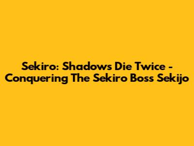 Sekiro: Shadows Die Twice - Conquering The Sekiro Boss Sekijo