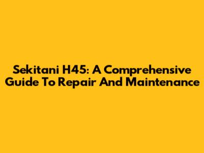 Sekitani H45: A Comprehensive Guide To Repair And Maintenance