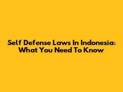 Self Defense Laws In Indonesia: What You Need To Know