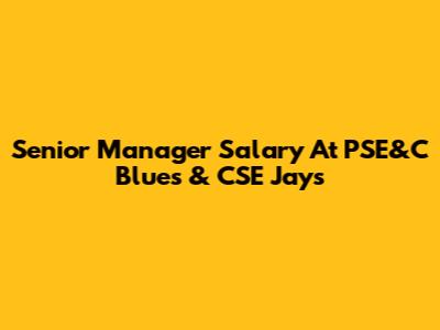 Senior Manager Salary At PSE&C Blues & CSE Jays