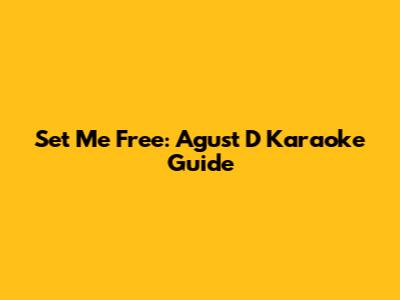 Set Me Free: Agust D Karaoke Guide