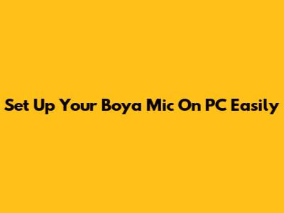 Set Up Your Boya Mic On PC Easily