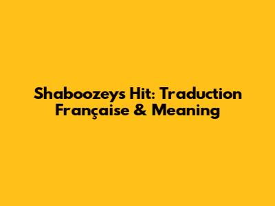 Shaboozey's Hit: Traduction Française & Meaning