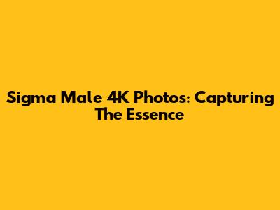 Sigma Male 4K Photos: Capturing The Essence