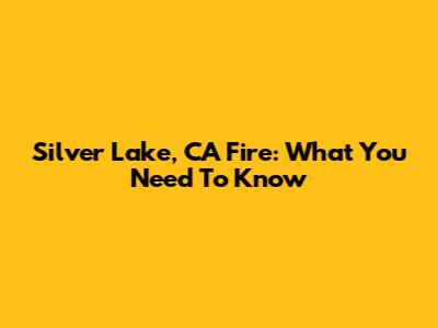 Silver Lake, CA Fire: What You Need To Know