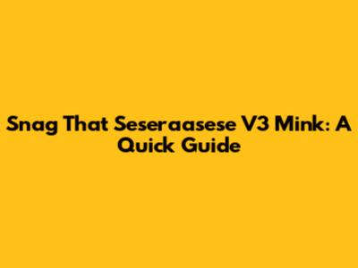 Snag That Seseraasese V3 Mink: A Quick Guide