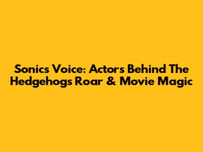 Sonic's Voice: Actors Behind The Hedgehog's Roar & Movie Magic
