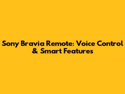 Sony Bravia Remote: Voice Control & Smart Features