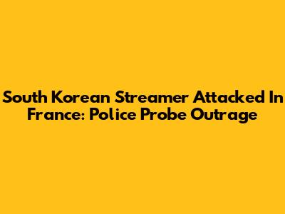 South Korean Streamer Attacked In France: Police Probe Outrage