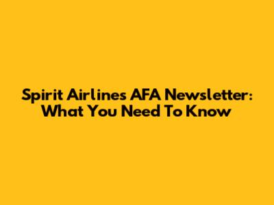 Spirit Airlines AFA Newsletter: What You Need To Know