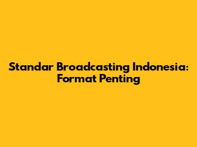 Standar Broadcasting Indonesia: Format Penting