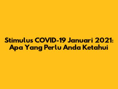 Stimulus COVID-19 Januari 2021: Apa Yang Perlu Anda Ketahui
