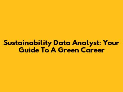 Sustainability Data Analyst: Your Guide To A Green Career
