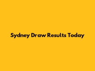 Sydney Draw Results Today